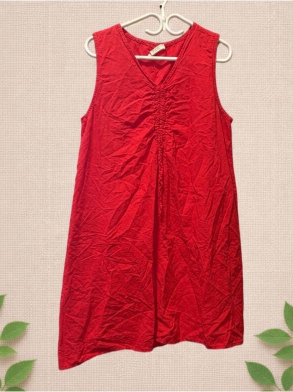 Spighe Di Lino Italy Red Linen Blend Sleeveless Tunic Dress XL